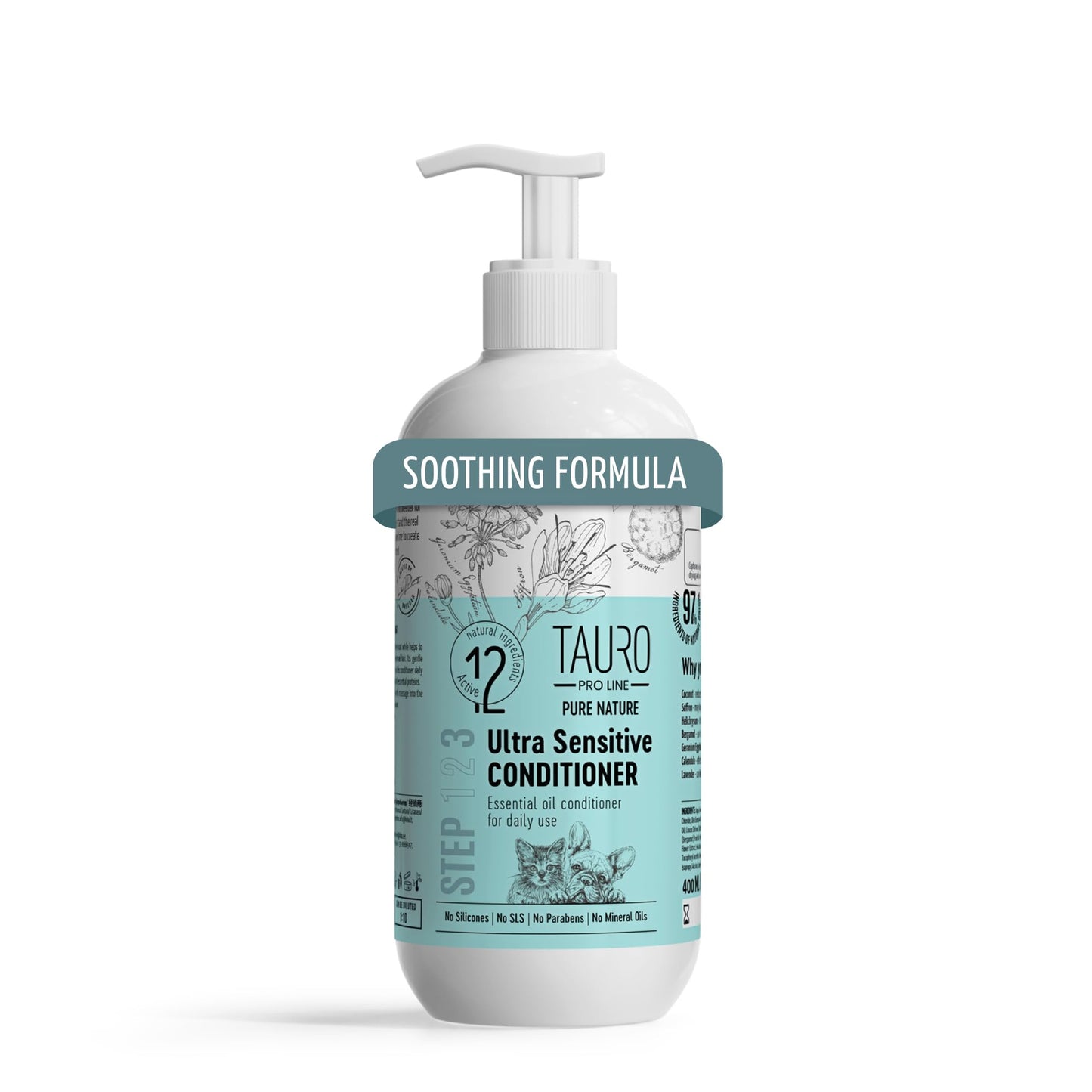 Tauro Pro Line Hypoallergenic Dog Conditioner Allergies & Itching Relief for Dry Skin, Gentle Dog Hair Conditioner Safe for Puppy & Cat (Ultra Sensitive -13.5 Fl Oz)