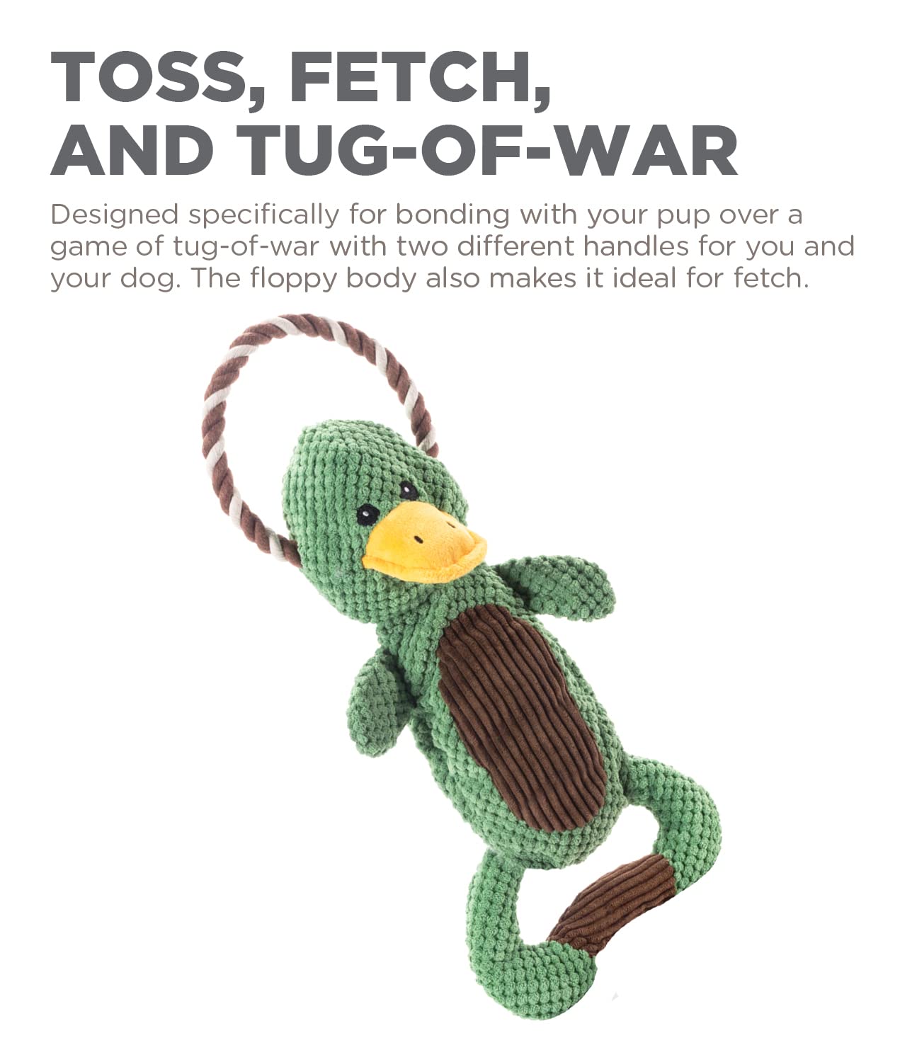 Outward Hound Scrunch Bunch Duck Interactive Plush Squeaky Dog Tug Toy