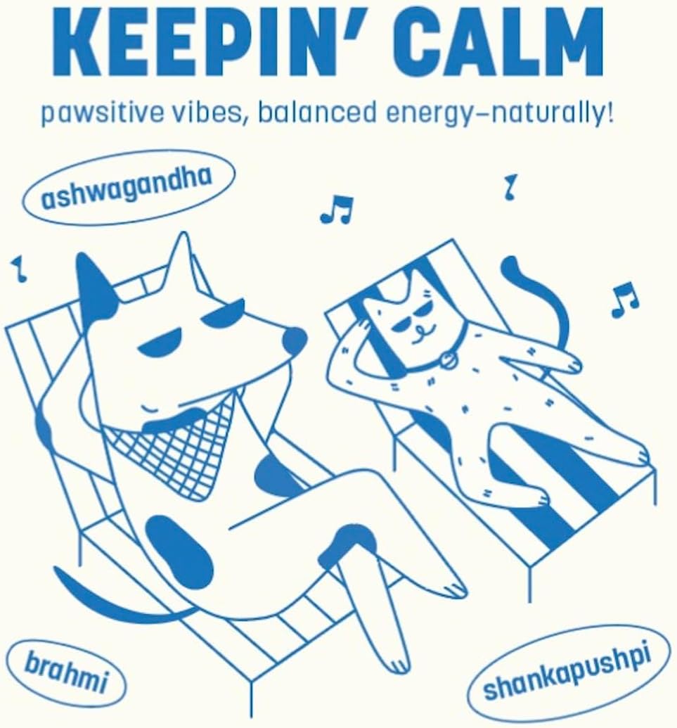 Furpect Keepin' Calm, Natural Herbal Tincture, Anxiety Relief for Dogs & Cats from Stress, Fireworks, Motion, Separation, Storm. Ashwagandha, Herbal Calming, Sleep and Stress Relief Aid, 60ml.