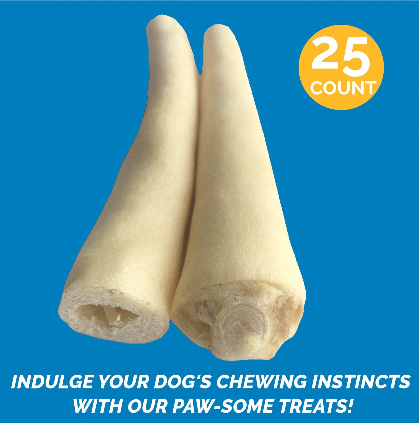 123 Treats Cow Tails for Dogs 5-6" - (25 Count) 100% Natural Long Lasting Chew Treats for Dogs, High Protein Beef Bull Sticks, Single Ingredient, Sourced from Free Range Grass-Fed Cattle