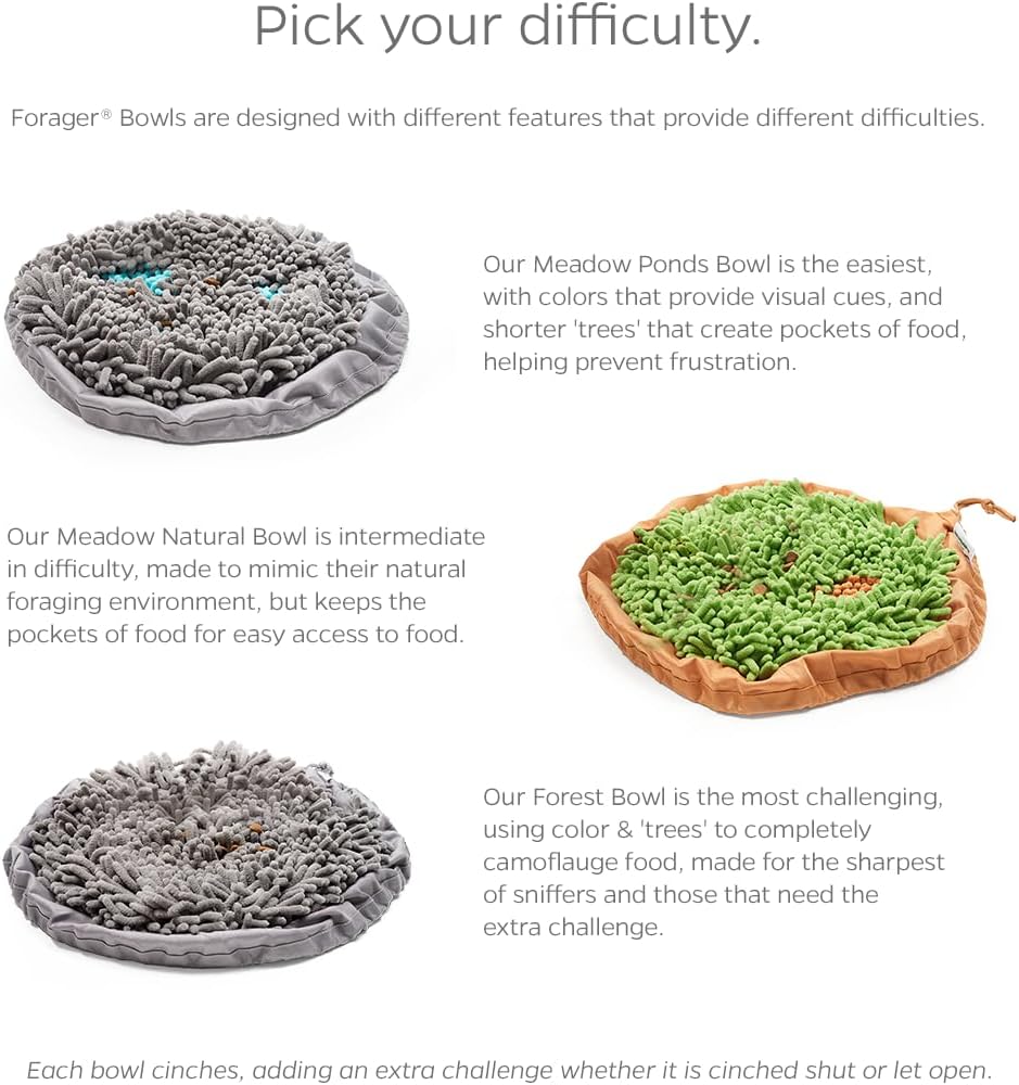 Pet Parents Forager Bowls, Slow Feeder Dog Bowls with SoftSnout & Non-Slip Backing Technology, Dog Feeder Mat & Snuffle Mat for Large Dogs and Small Dogs (Forest Modern Grey)