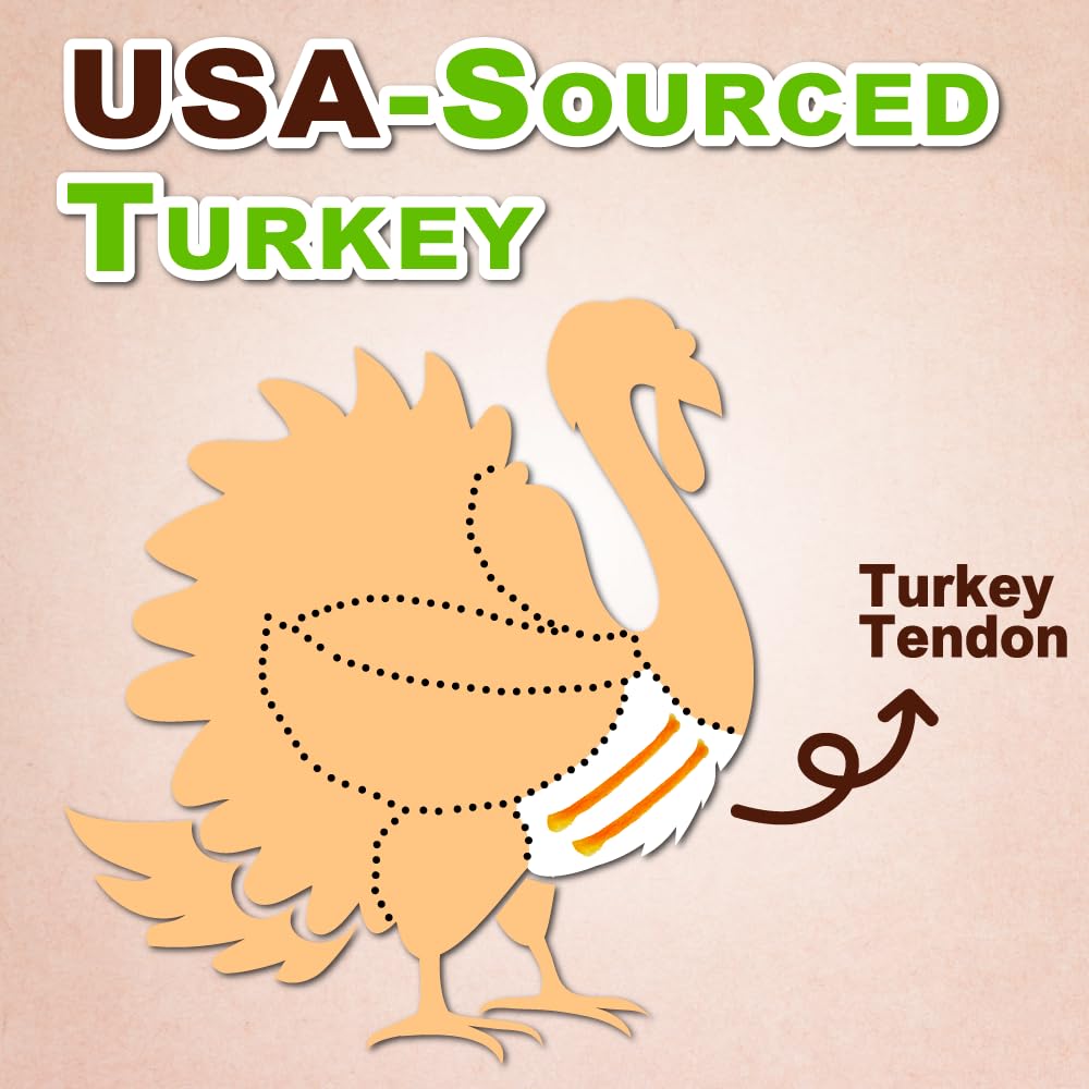 AFreschi Turkey Tendon Rope (M) 3.17 oz, USA-Sourced Turkey Tendon, All Natural Human Grade Dog Chew, Hypoallergenic, Rawhide Alternative, Dog Treats for Medium Breeds