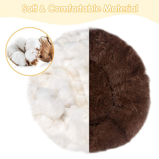 SlowTon Calming Dog Bed for Small Dogs Cats, Donut Cuddler Cozy Warm Anti-Anxiety Dog Cat Cushion Mat, Ultra Soft Fluffy Plush Round Pet Pillow Non-Slip Bottom Machine Washable(Coffee,X-Small 20")