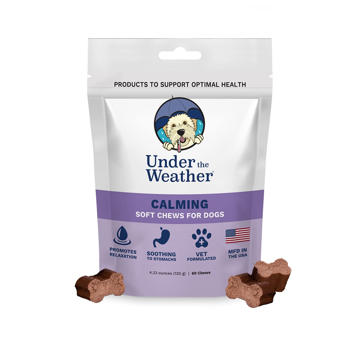 Under the Weather Pet Soft Dog Chew Supplements for Calming and Probiotics | Supports Relaxation and Normal Emotional Balance in Dogs (Calming, 60 Count)