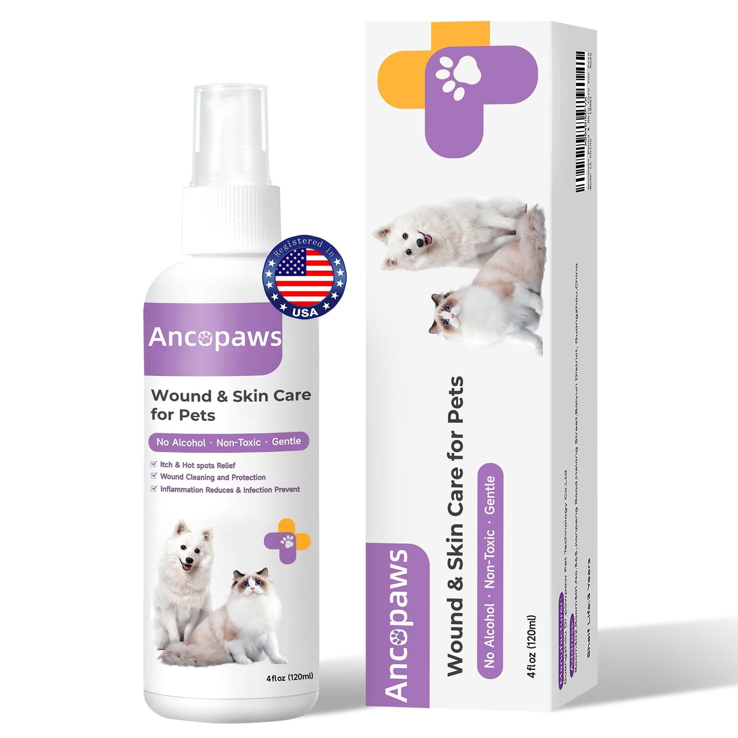 Ancopaws Hot Spot Treatment Spray for Dogs: Soothes Skin Irritation, Allergies & Infections – Pet Skin Treatment Spray to Stop Itching, Reduce Licking & Support Wounds Care for All Animals(4 oz)