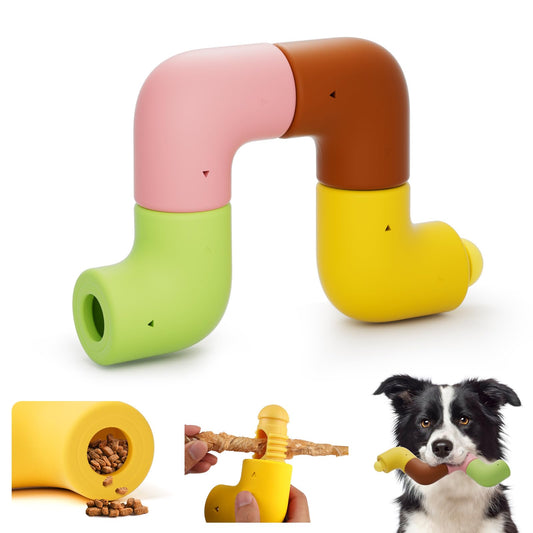 HETOO Treat Dispensing Dog Toys, Dogs Treat Puzzle, Chew Holder, Dog Toys, Puzzles for Smart Dogs, Enrichment Toys for Medium Large Dogs, Interactive Toy to Keep Them Busy, 4 Pack
