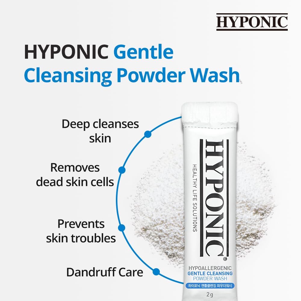 HYPONIC Gentle Cleansing Powder Wash for All Pets 24g (2g x 12) Individually Wrapped - Dry, Itchy, Hypoallergenic, Sensitive/Irritated Skin