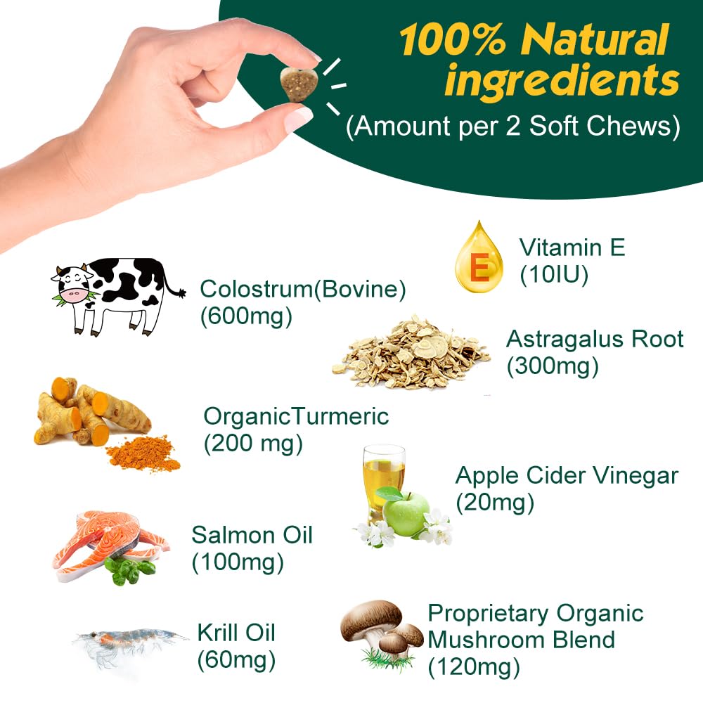 PetriMins Advanced Allergy Immune Itch Relief for Dogs, Itching Skin Relief & Seasonal Allergies Support with Dog Probiotics, Astragalus Root & Mushroom, Colostrum, Turmeric, Salmon Oil - 90ct, Bacon