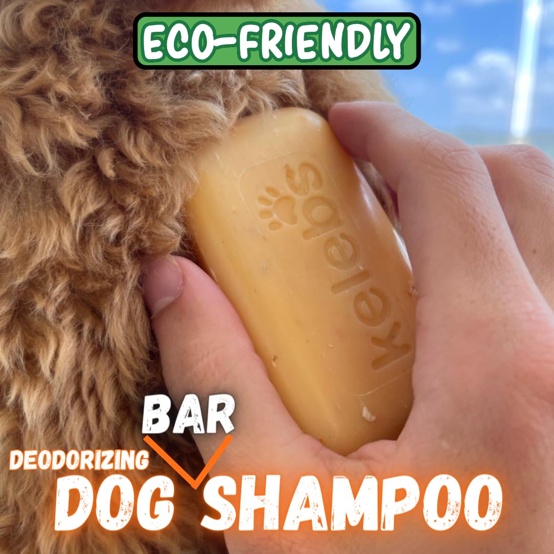 Kelebs Dog Shampoo for Smelly Dogs, Natural Dog Deodorizing Shampoo Bar with Citrus Essential Oils | Eco-Friendly | Zero Plastic Waste | Vegan | 3 Pack