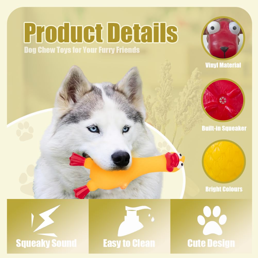 MIIXUER Clearance 3 Pack Squeaky Dog Toys, Animal Interactive Dog Toys, Squeaky Toys for Small to Large Breed - Cow, Sheep, Duck