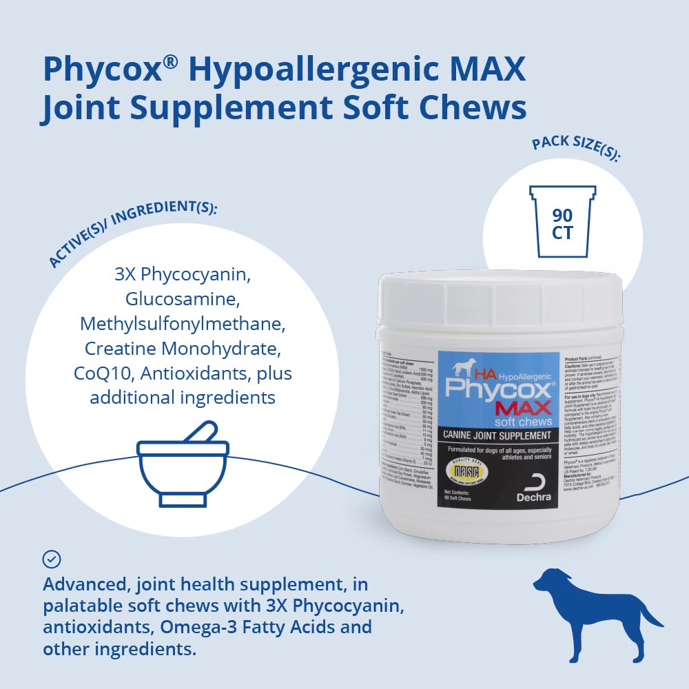 DechraSupply Phycox MAX Hypoallergenic (HA) Soft Chews, Joint Supplement for Dogs (90ct)