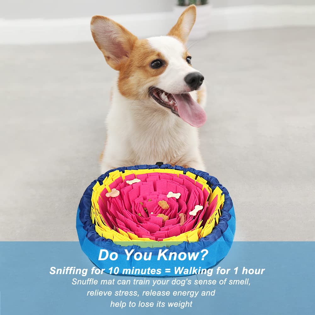 Vivifying Snuffle Mat for Dogs, Interactive Dog Enrichment Toys for Boredom and Mental Stimulation, Adjustable Sniff Mat for Slow Eating and Keep Busy (Red & Yellow)