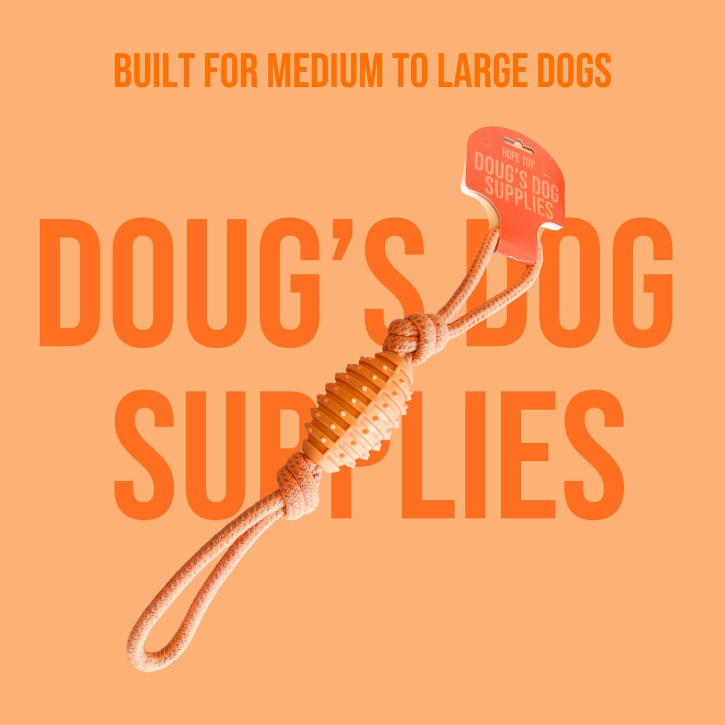 Doug's Dog Supplies Football Rope Toy, Tug of War Dog Toy - Dog Rope Toy for Medium to Large Dogs (Orange)
