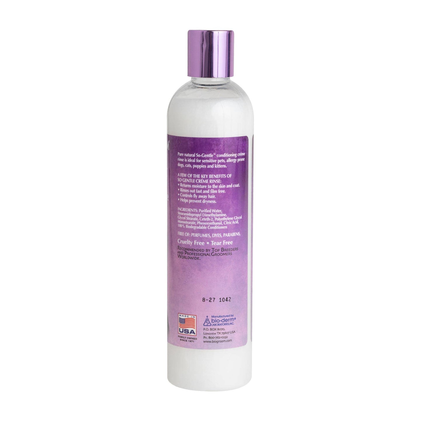 Bio-Groom So-Gentle Hypoallergenic Dog Conditioner – Tearless, Cat & Dog Bathing Supplies, Puppy Wash for Gentle Skin, Cruelty-Free, Made in USA, Tear-Free Dog Products – 12 fl oz 1-Pack