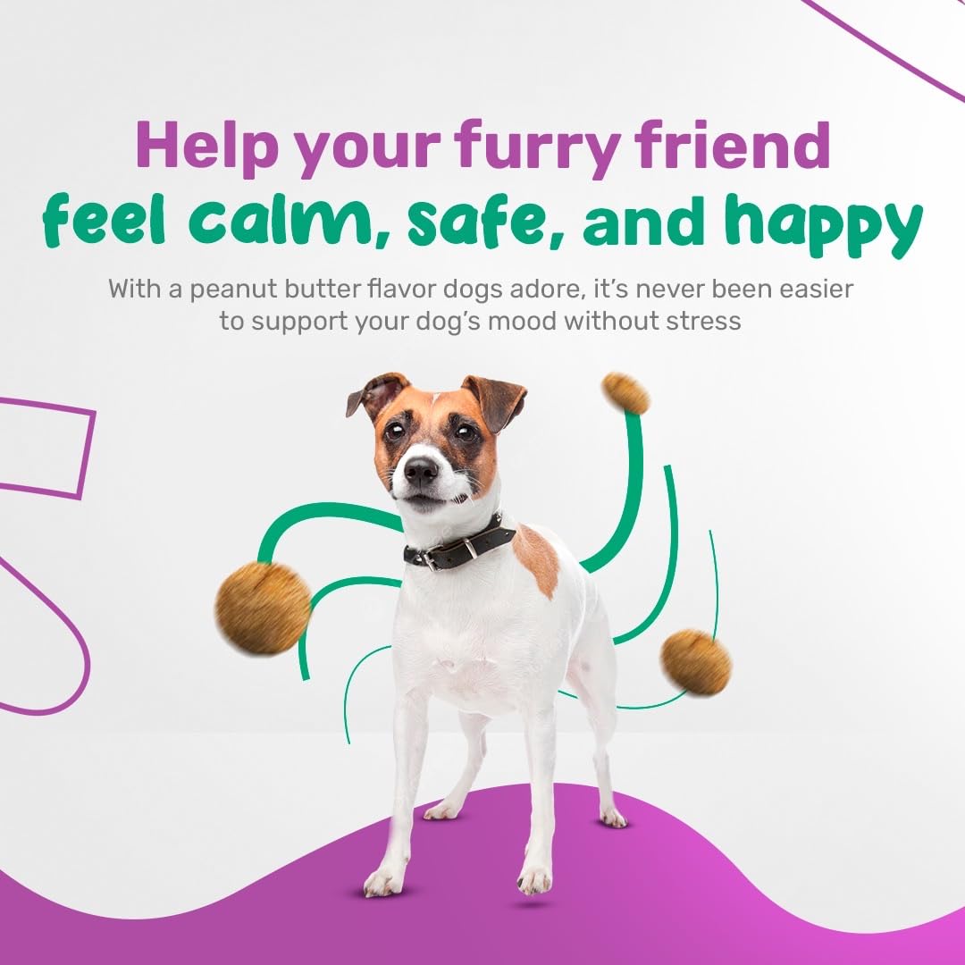 Sniff 'n' Chomp Calm Chews for Dogs Anxiety, Natural Anxiety and Stress Relief, Dog Fireworks Relief, Melatonin for Dog Sleep Aid, Calming Chews for Dogs, Peanut Butter Flavor, 90 Units.