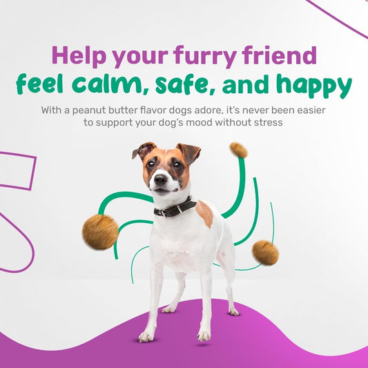 Sniff 'n' Chomp Calm Chews for Dogs Anxiety, Natural Anxiety and Stress Relief, Dog Fireworks Relief, Melatonin for Dog Sleep Aid, Calming Chews for Dogs, Peanut Butter Flavor, 90 Units.