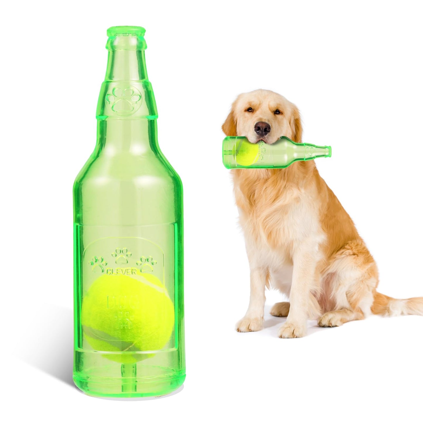 Metionc Indestructible Dog Toys for Aggressive Chewers, Contains Tennis Ball, Durable Squeaky Toys (Green, L)