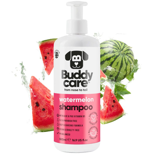 Watermelon Dog Shampoo by Buddycare | Dry Skin & Itchy Skin Relief for Smelly Dogs | Deep Cleansing Shampoo for Dogs Puppy Sensitive Skin | Dog Shampoo & Conditioner | with Aloe & Vitamin B5 (16.90oz)