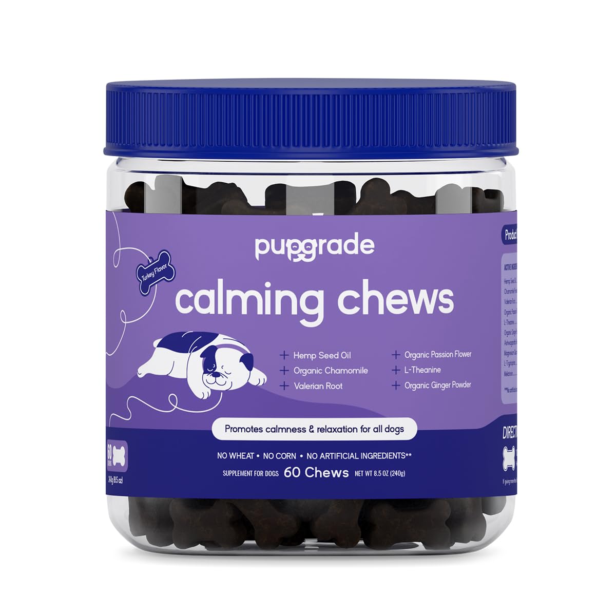 PupGrade Calming Soft Chews - Promotes Relaxation & Helps Manage Stress for All Dogs - Supports Calm Stomachs & Muscles - No Wheat, Corn, or Artificial Ingredients - Meat Flavored - 60 Soft Chews