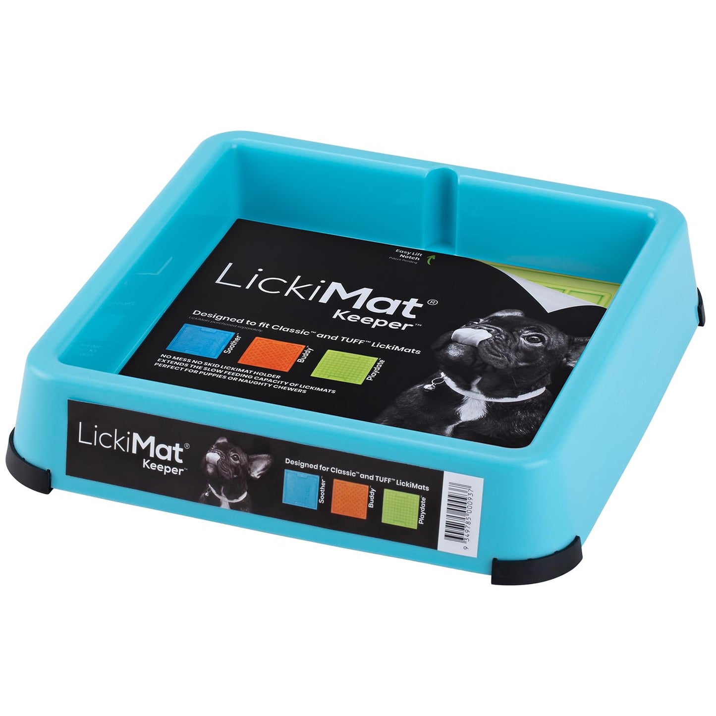 LICKIMAT Indoor Keeper Dog Feeding Station - Slow Feeder Lick Mat Keeper for Dogs Food, Treats, Yoghurt & Peanut Butter - Extend Licky Mats for Dogs into Full Feeder, Turquoise