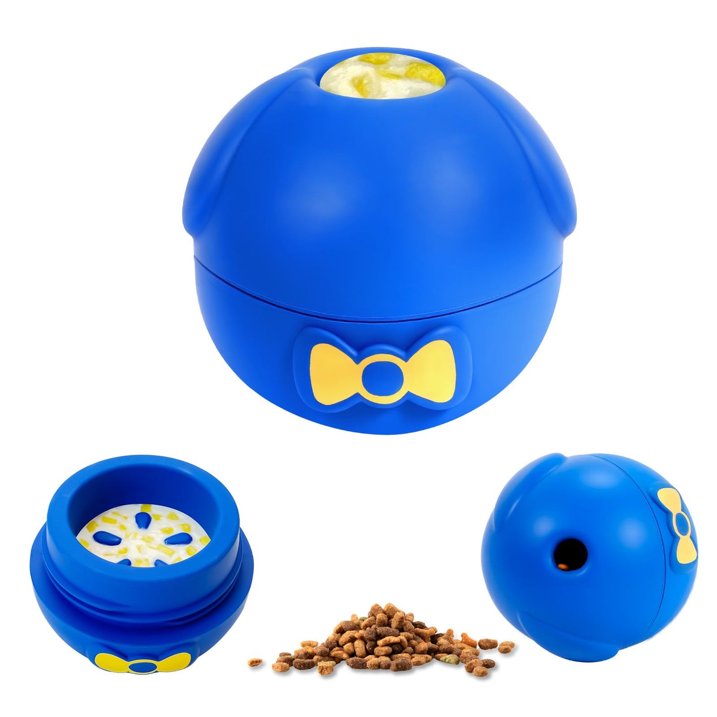 Yipetor Interactive Treat Dispensing Dog Toy, Large 3IN1 Frozen Dog Enrichment Toy, Tough Rubber Chew Ball Dog Puzzle Toys for Large Medium Breeds - Keep Them Busy/Anxiety Relief/Feeding Slow