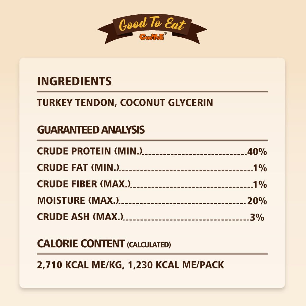 Gootoe Soft Turkey Tendon Stirip 1 lb, Natural Chewy Snack, USA-Sourced Turkey Tendon, Premium Training Chew, Hypoallergenic, Reseal Value Bag, Ideal for Small& Senior Dog, Jumbo Pack