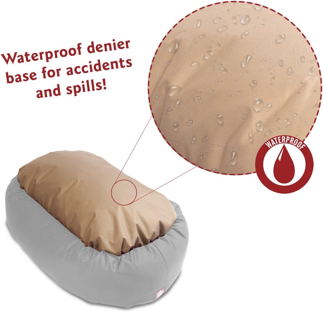 Majestic Pet 24 Inch Links Sherpa Calming Dog Bed Washable – Cozy Soft Round Dog Bed with Spine for Head Support - Fluffy Donut Dog Bed 24x19x7 (inch) – Round Pet Bed Small - RED