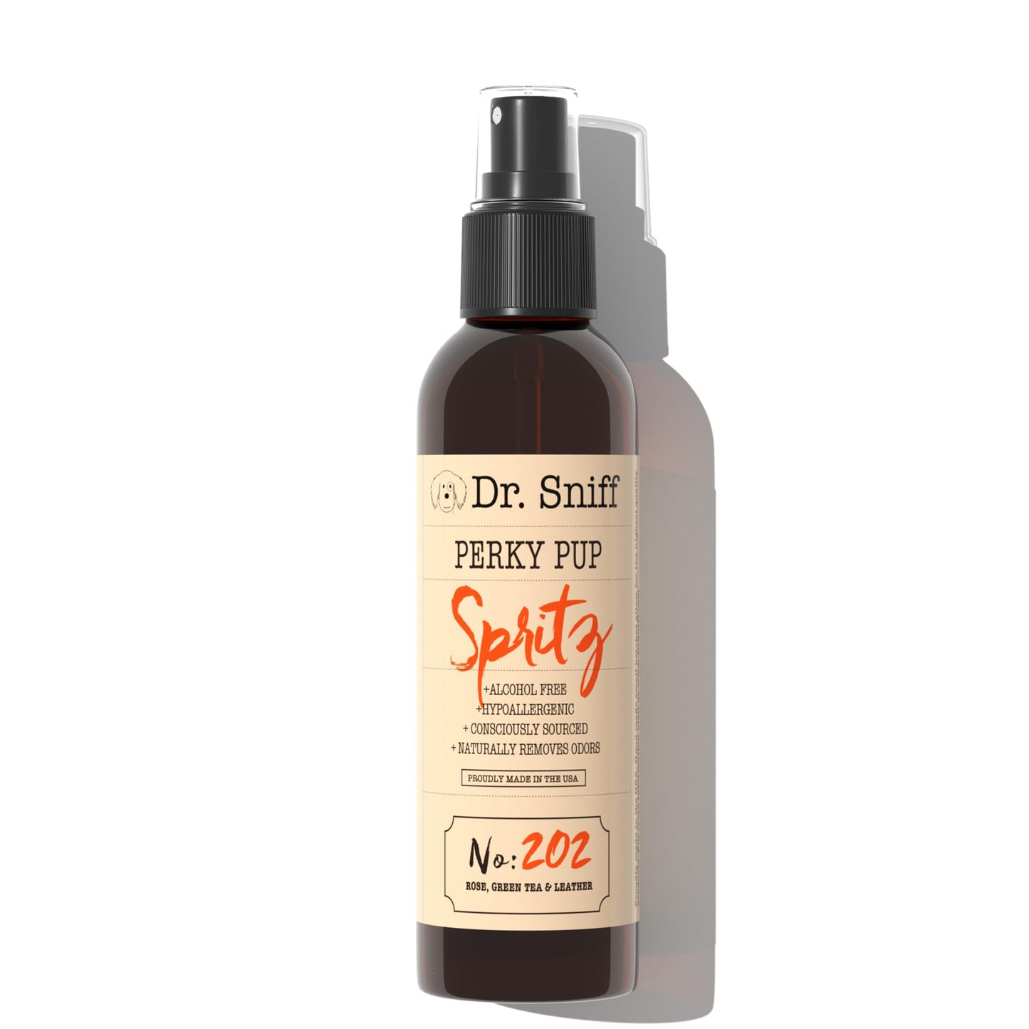 Dr. Sniff Freshening Spray for Dogs, Deodorizes Coat for Long Lasting Freshness, Alcohol-Free Cologne Spray, Grooming Supplies Safe for Sensitive Skin, Rose, Green tea & Leather Scent, 4 oz.