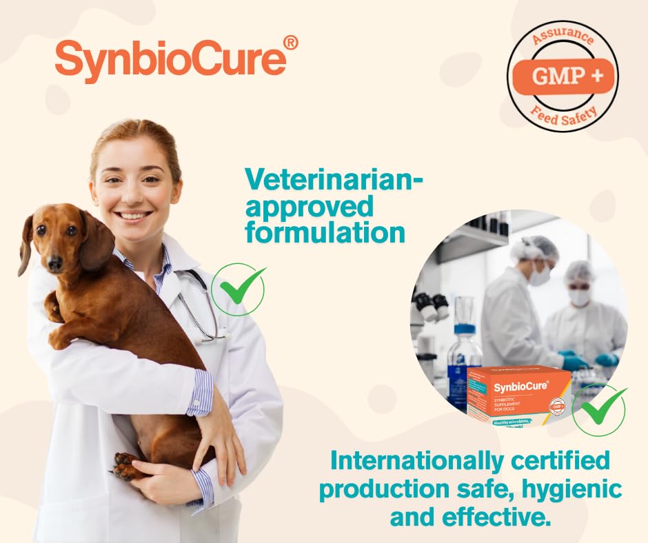 Synbiocure I Probiotics & Prebiotics for Dogs I Powder Dog Supplement I Digestive Health Support I 200 Billion Bacteria Per Sachet I 30 Sachets*2 g