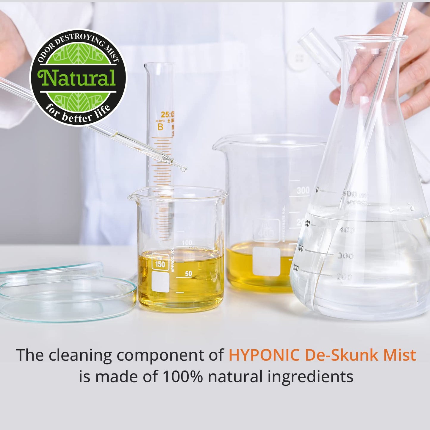 HYPONIC Hypoallergenic Premium De-Skunk Mist 8.01 oz for All Pets - Safe, Non-Toxic Skunk Odor Remover