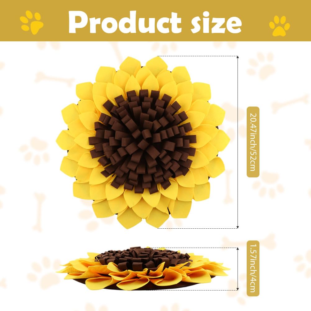 NINEFOX Snuffle Mat for Dogs, Pet Feeding Mats Puppy Sniffing Pad 20x20inch, Sunflower Shaped Snuffle Mat, Cat Doggies Interactive Toys for Multiple Breeds Training and Stress Release