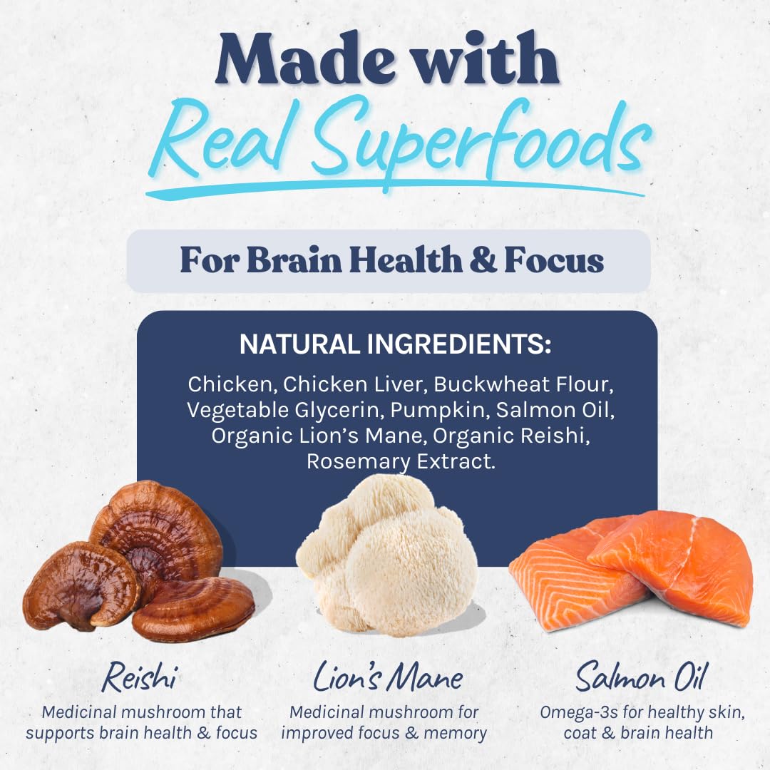 healthybud Mini Dog Training Treats - Beef Liver Soft Trainer Bites, 500+ Bits, 1 kCal per Bite, 6.5oz, Reishi, Lion’s Mane, Salmon Oil, Puppy Chews (Chicken)