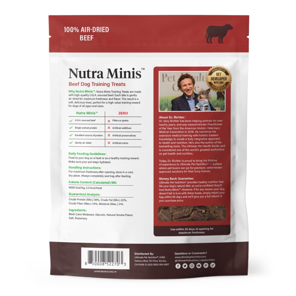 ULTIMATE PET NUTRITION Nutra Minis Dog Air-Dried Training Treats (5 oz) (Beef)