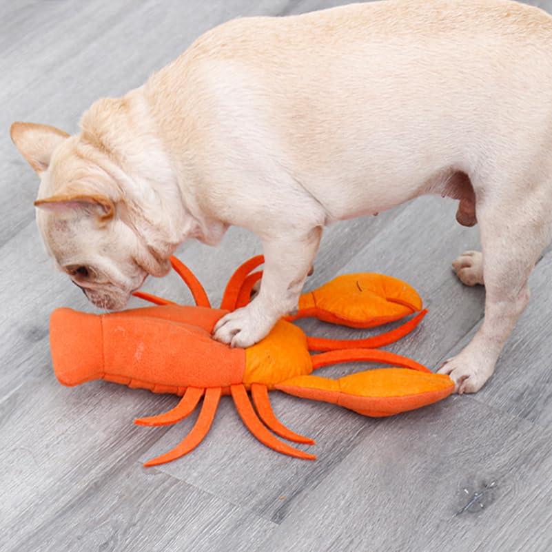 NOLITOY Lobster Dog Snuffle Toy, Interactive Pet Cute Squeaky Puppy Chew Toy for Small Middle Big Dog