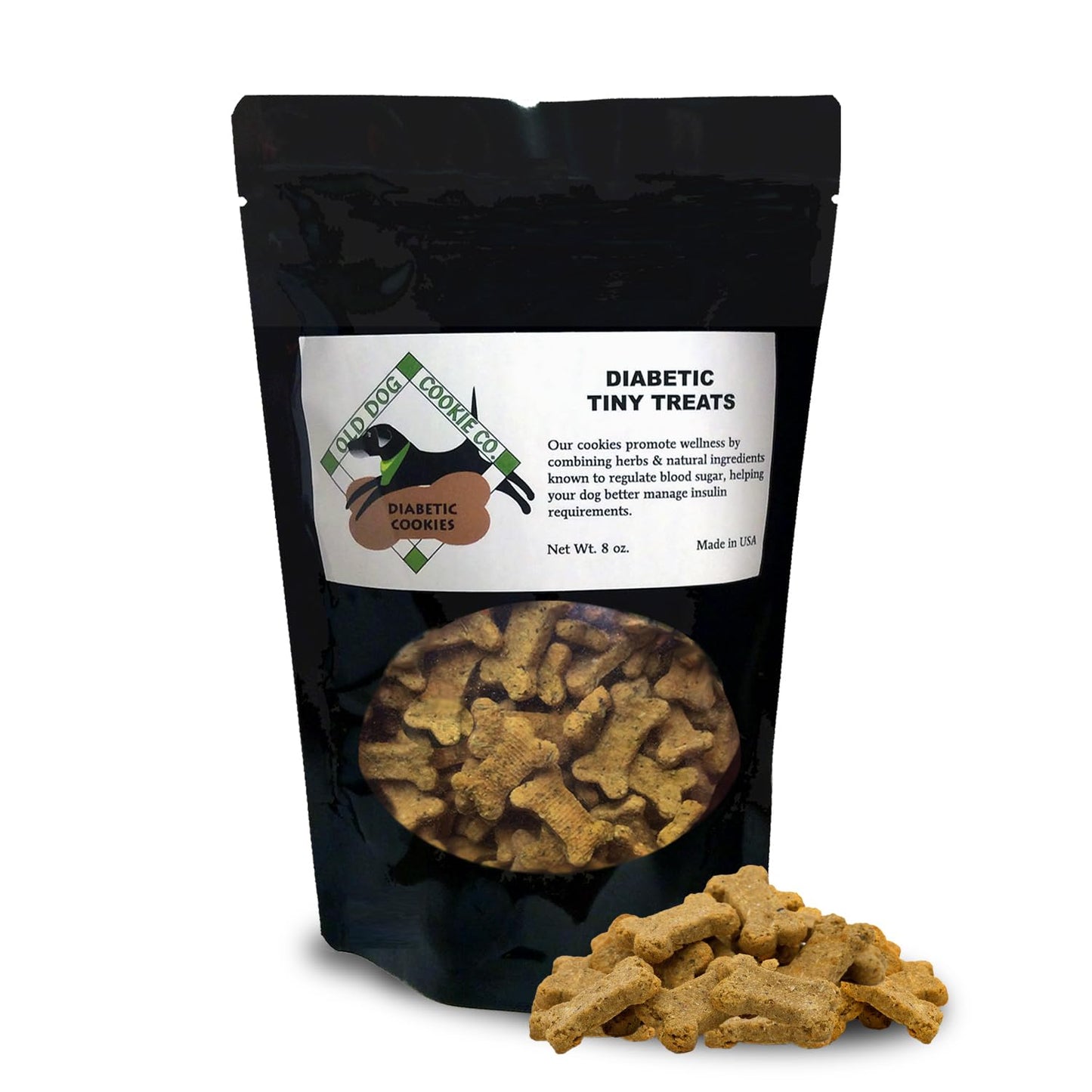 Old Dog Cookie Company Tiny Diabetic Dog Treats | All Natural, 2 Calorie, Vet Approved Pet Snacks | Top Treat for Dogs | Healthy Chews for Large, Medium & Small Breeds | 8 oz
