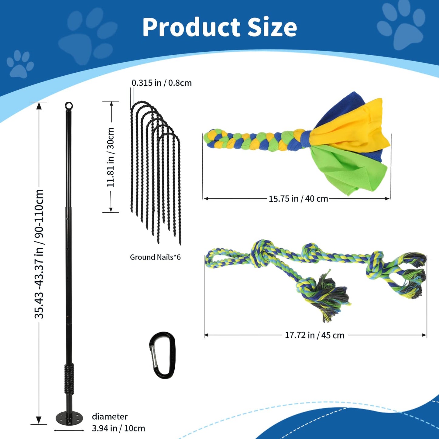 Outdoor Tug of War Dog Toy, Interactive Dog Toys with Chew Rope Toy Outside Play Equipment for Medium and Large Dogs in Yard, Park and Playground Self Play