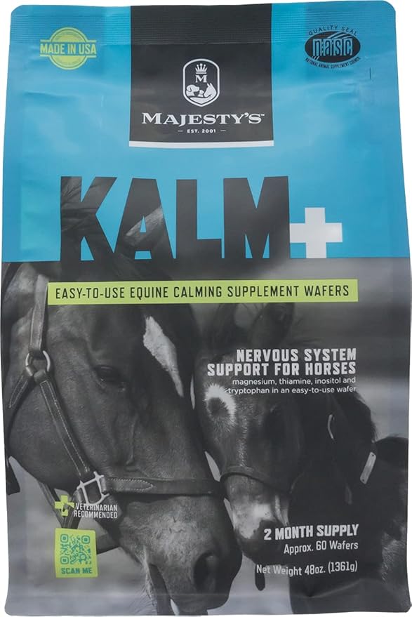 Majesty's Kalm Wafers - Supports Horse / Equine Balanced Behavior and Normal Nervous System Function - Tryptophan, Vitamin B1, Winter Cherry, Inositol - 60 Count (2 Month Supply)