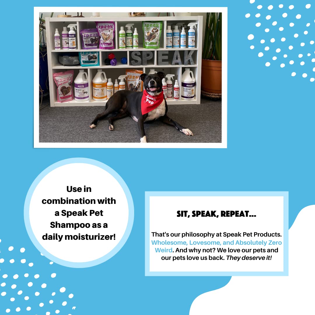 Speak Pet Products Natural Leave-in Conditioning Spray Refill, Hypoallergenic Unscented, for Dogs 1 Gallon