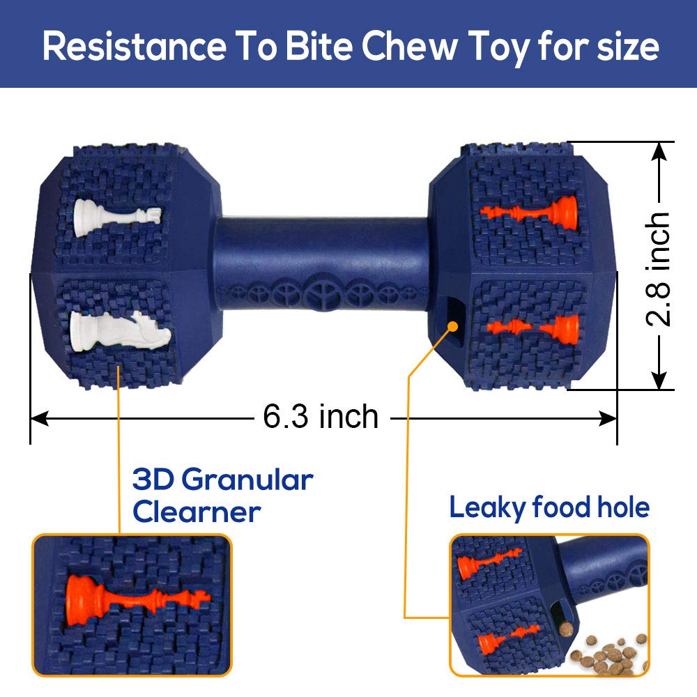 Jomilly Dog Chew Toys for Aggressive Chewers Indestructible Dog Toys Tough Natural Rubber Dumbbell Toy for Small Medium Large Dogs Large Blue