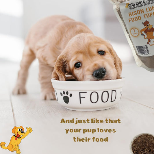 Dog Chits Bison Lung Food Topper for Dogs and Puppies | Pure Bison Lung | No Preservatives | Made in USA | All-Natural | Sprinkle on Food | Perfect for Dogs Easy on Digestion | 7 oz.
