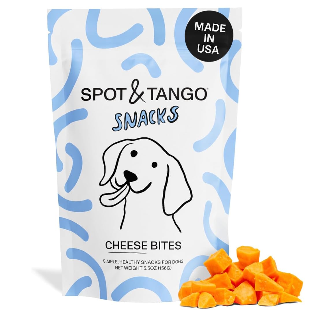 Spot & Tango Cheese Bites Dog Treats - Single Ingredient, 100% Cheese - Freeze-Dried, Grain & Gluten-Free - USA-Made - for Small, Medium, and Large Dogs