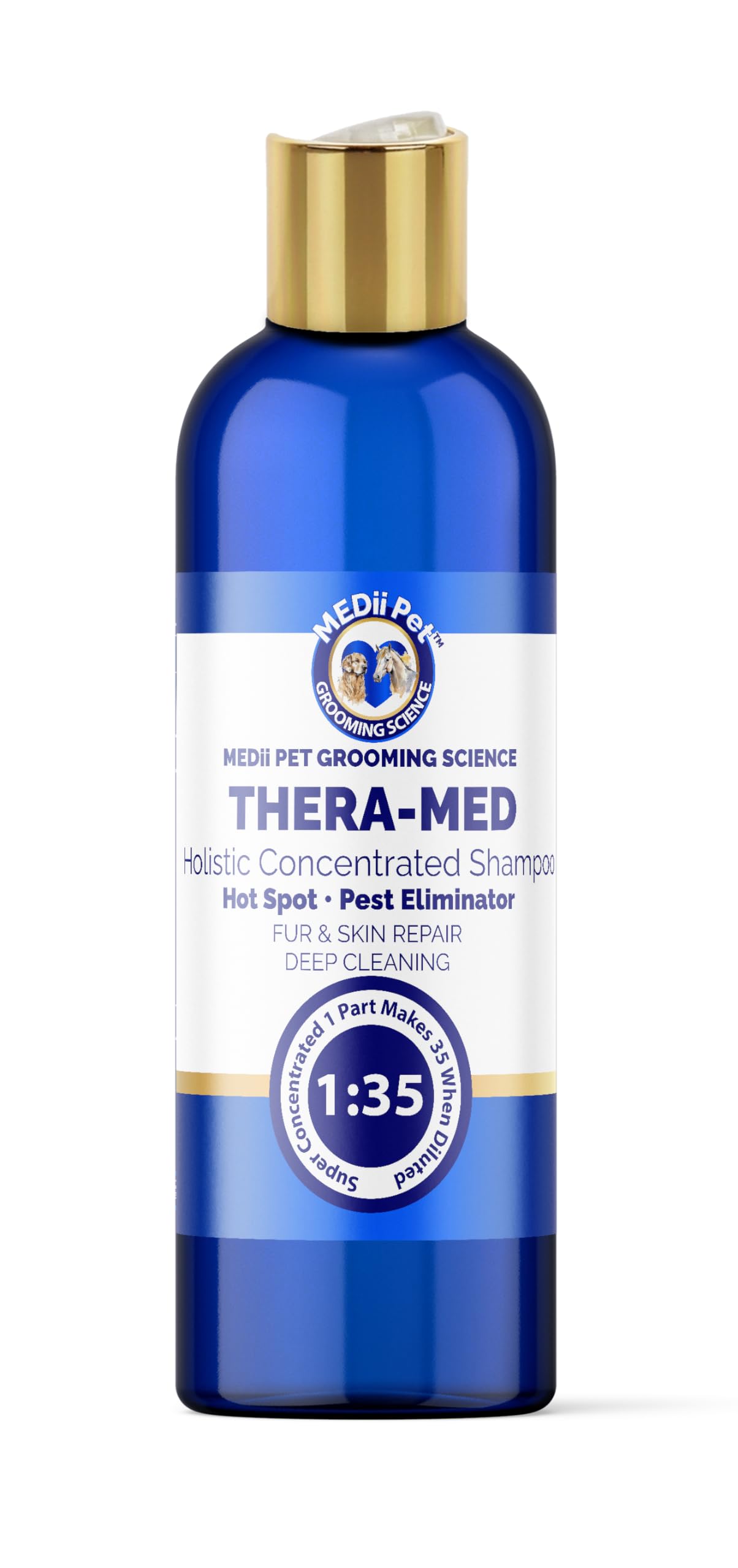 Medii Pet THERA-MED Hypoallergenic Dog Shampoo - Natural Scent, Easy Rinse, Medicated Itch Relief, Vet-Grade Quality - 16 Oz Makes 4 Gallons - for Sensitive Dogs - Trusted Grooming Solution
