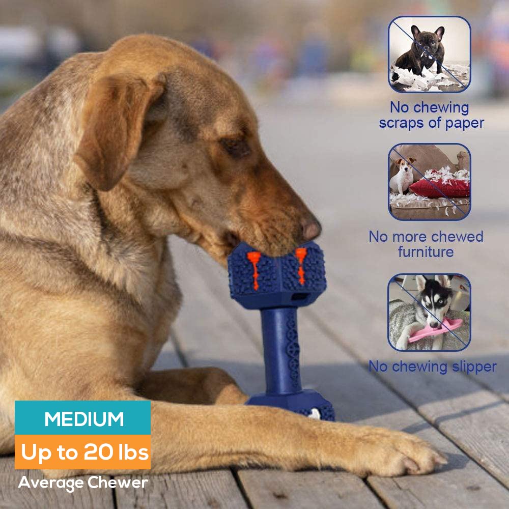 Jomilly Dog Chew Toys for Aggressive Chewers Indestructible Dog Toys Tough Natural Rubber Dumbbell Toy for Small Medium Large Dogs Large Blue