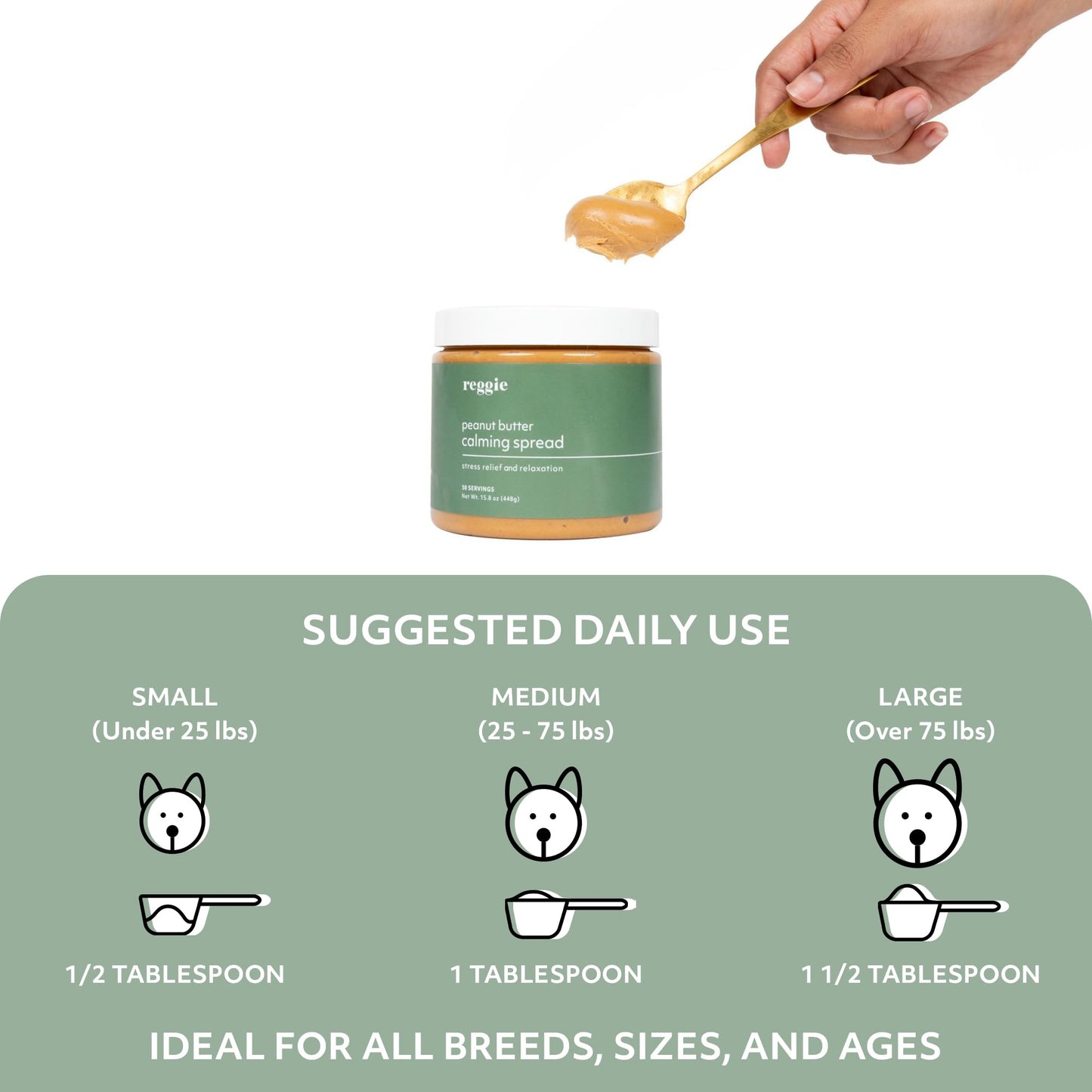 Reggie Calming Spread for Dogs with L-Theanine & Melatonin + Light Peach Lick Mat | Natural Peanut Butter Dog Anxiety Relief Bundle for Separation Anxiety, Thunderstorms, Travel & Stress | 30 Servings