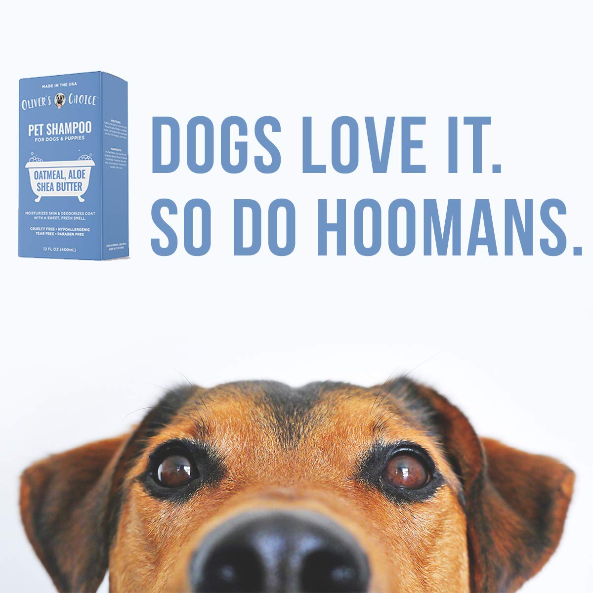 OLIVER'S CHOICE Dog Shampoo with Oatmeal, Aloe & Shea Butter – Deodorizing Puppy Shampoo for Smelly Dogs, Itchy Skin Relief, Paraben-Free, Biodegradable, Cruelty Free – 12 fl. oz