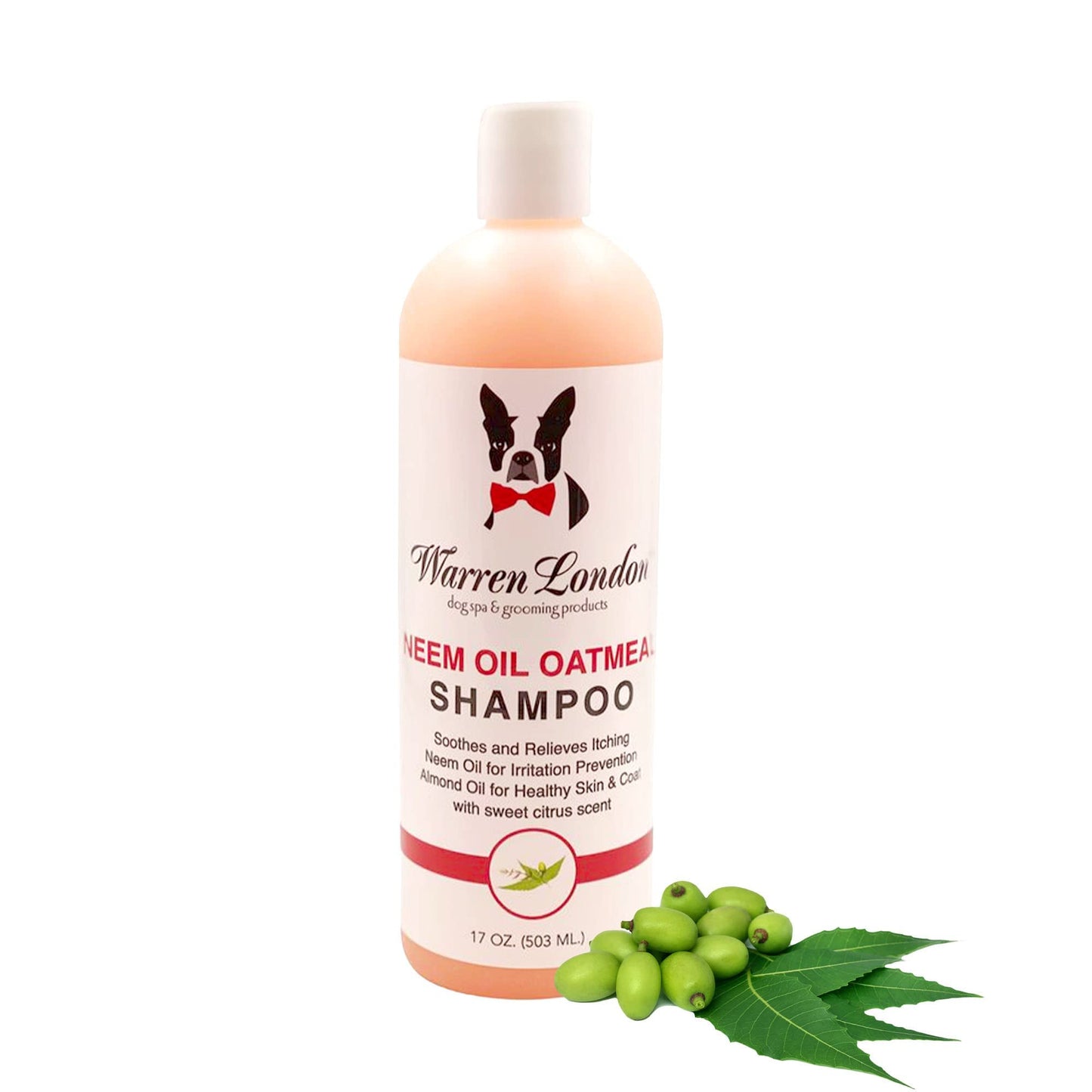 Warren London Neem Oil with Oatmeal Dog Shampoo - Deep Cleansing & Moisturizing for Sensitive Skin - Itch Relief & Odor Control - Made in USA - 17 oz