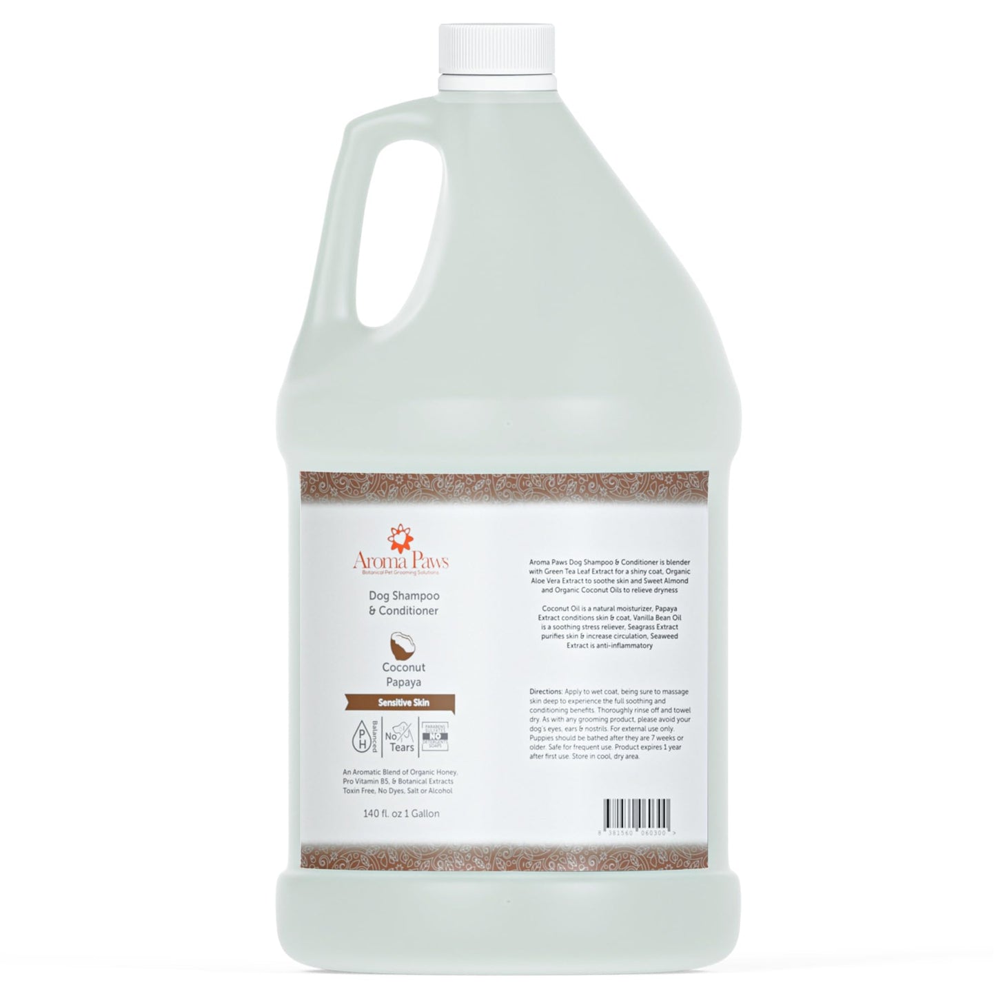 Aroma Paws Dog Shampoo – Cleansing Wash, Conditioning, Moisturizing – Healthy Ingredients – Aromatic Grooming Puppy Shampoo – Tearless Cleaner, Coconut Papaya, 1 Gallon