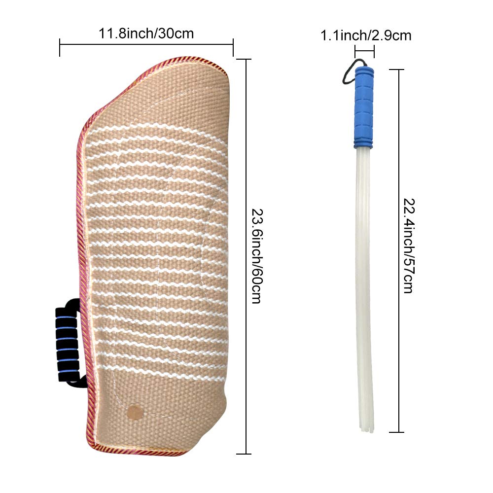 Dog Bite Training Set Professional Dog Bite Sleeve Arm with Whip Agitation Stick for Dogs Training Equipment Protection for Biting Playing Tugging Toy Interactive Pitbull German Shepherd Puppy K9