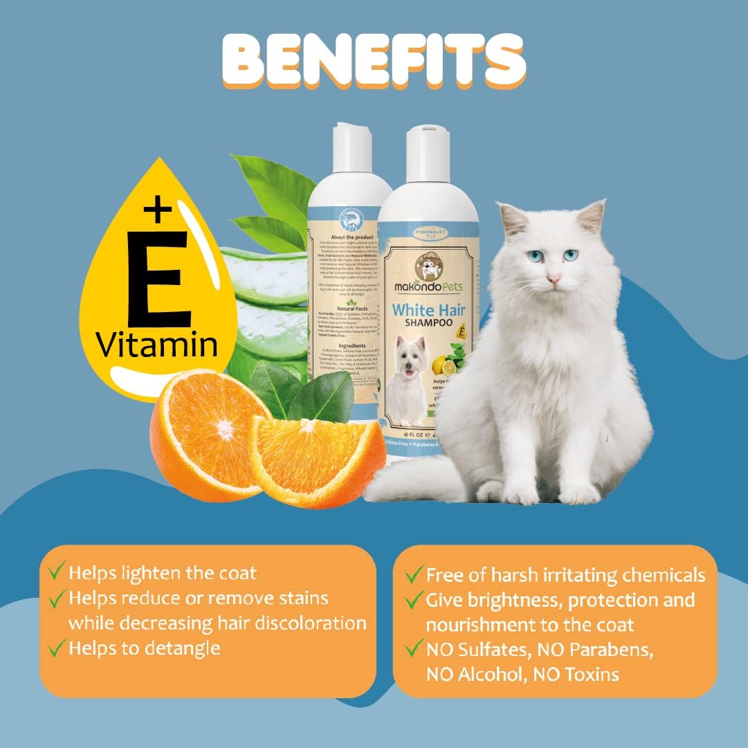 Dog Whitening Shampoo– for Dogs with White Light Colored Hair Coat Fur–White Haired Pets Shampoo for Itching Dry Sensitive Skin. Non Toxic Formula