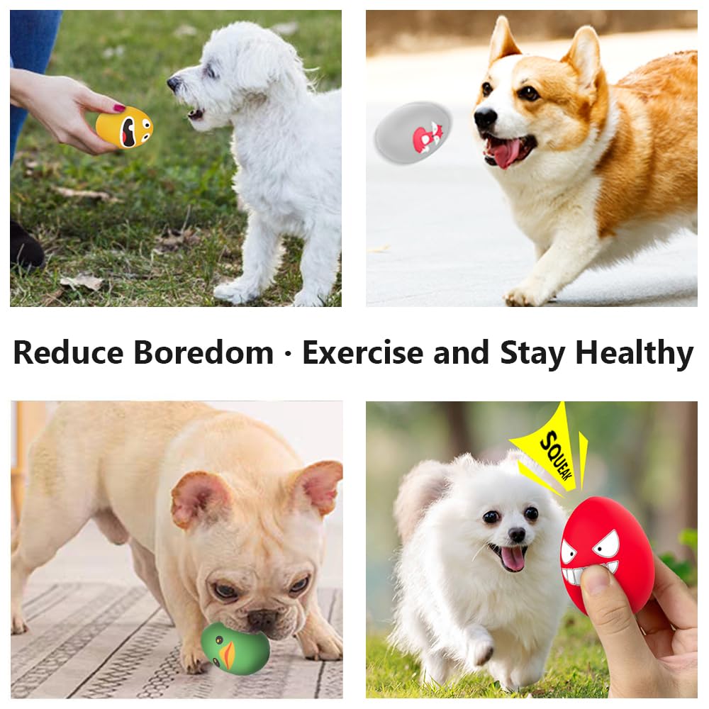 Squeaky Dog Toys, [8 Pack] Latex Squeaker Bouncy Egg for Small Medium Pets Puppies, 2.5” Soft Animal Rubber Interactive Fetch Ball Set